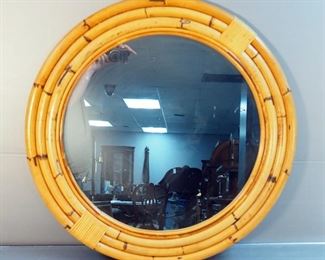 Bamboo And Rattan 28" Round Wall Mirror