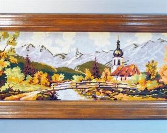 Framed Beading Pattern Church On The River 18" x 37"