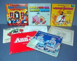Vintage Children's LP Albums Including Walt Disney's The Mouse Factory And Babes In Toyland, Sesame Street, Annie Soundtrack And More, Total Qty 8