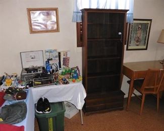 Purses, Toys, Cabinet/Gun Case combo, Desk , Lamp, Art.