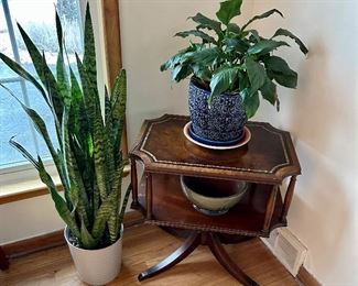 Another vintage leather top table, and more plants.