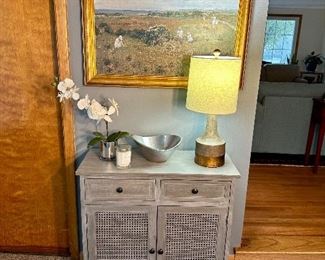 Cute grayish cabinet.