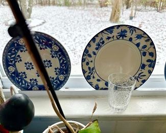 Vintage blue and white plates.