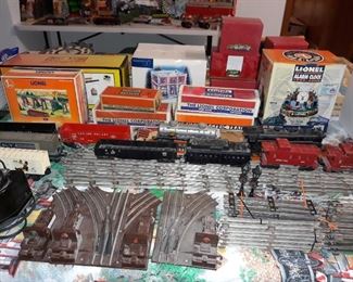1953-1955 Lionel train set with tracks, controls, and accessories. 