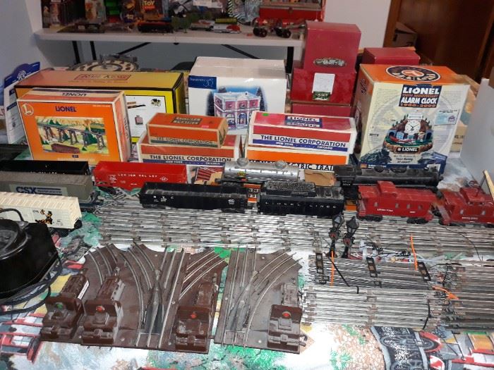 1953-1955 Lionel train set with tracks, controls, and accessories. 