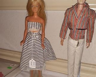 Vintage Mattel Malibu Barbie and 1961 Ken.