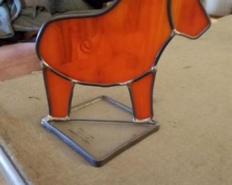 Stained glass horse candle holder