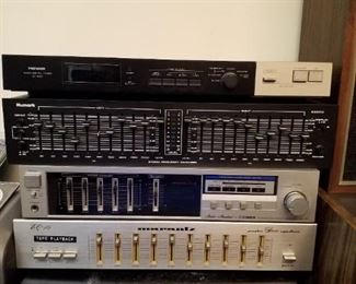 Pioneer audio digital timer DT-530,   Numark Stereo Frequency Equalizer EG2310,  Studio Standard by Fisher Integrated stereo amplifier CA-35,  EQ 10 Graphic stereo equalizer  Marantz