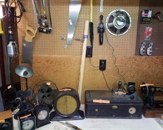 Antique speakers, fans, dark room tuner and more