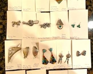 Artisan Silver Earrings, Pins, Pendants