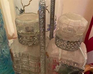 Crystal decanters in original holder