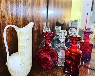 Vintage decanters and pitchers