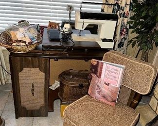 Sewing chair. Cushion opens to storage area