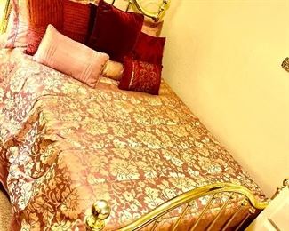 Queensize Brass Bed w/ bedding 