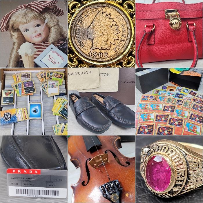 Ageless Auctions - Lots begin closing November 25th, 2022 at 7pm.Louis Vuitton, Gold Rings, Prada, Michael Kors, Sterling SIlver, Burberry, White Gold, Murano-Like Art Glass, CapodiMont, Coach, Pokemon Cards, Banjos, Department 56, Supertramp OMR, Gold Cross, Elke Hutchins Dolls, Asian Vases, Silver Pendants, Burberry Glasses, NASA Patches, Vintage Ornaments, Tampa Bucs Memorabilia, Anvil, Hering Childrens Piano, Classic Rock Records, Vintage PEZ, Blanco Vase, Baseball Cards, Deco Flashlight, Diamond Ruby Necklace, Vintage Metal Coin Bank, Swarovski Crystal Racinni, Jim Beam Decanter, Godinger, Madame Alexander Dolls, Vera Bradley, Ashton Drake Dolls, Art Glass, Wizard of Oz Plates, Cookie Monster, Ugg Boots, Guns and Roses, Pillsbury Dough, Fenton Hobmail, Robert Kipniss, Steiff Dog, Hallmark Ornaments, Hummels, PS3 Games, Vintage Kronos Tone Violin, Balley Loafers, Fits in Floyd, Spiderman Figurine, Spode Plates, Yellow Depression Glass, Stone Beverage Tap, Asian Prints, Vintage Post