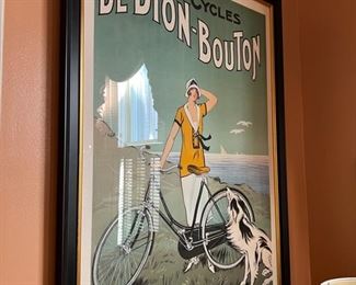 Vintage French cycling poster, framed