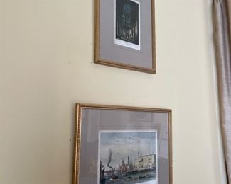 Framed prints of European scenes