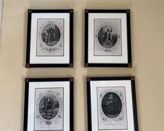 Set of framed Shakespearean prints (8 total)