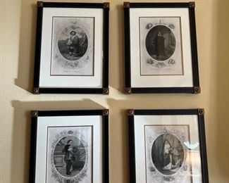 Set of framed Shakespearean prints (8 total)
