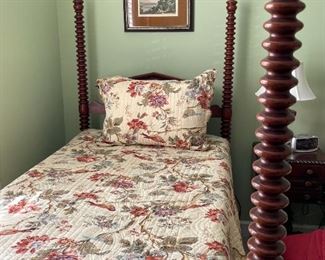 Pair of Mahogany Twisted Poster Twin Beds