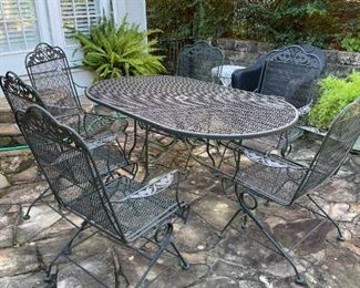 Wrought Iron Table with Six Chairs