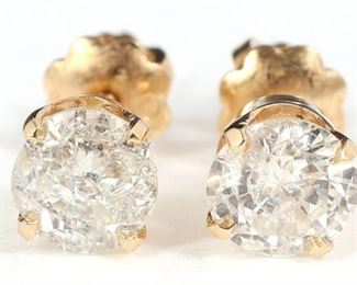 14K YELLOW GOLD 1 CTW DIAMOND SOLITAIRE EARRINGS