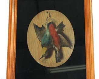19th C. MICHELANGELO MEUCCI GAME BIRDS OIL PAINTING