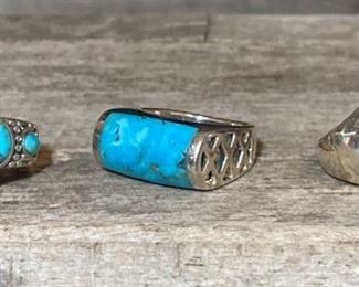 R006 925 Silver Turquoise Color Rings