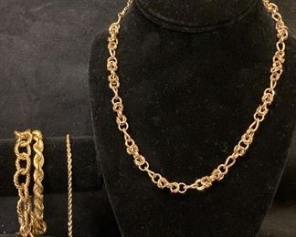 R142 925 Gold Tone Braclets And Necklace