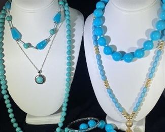 S003 Blue Stone And Beaded Necklaces And More