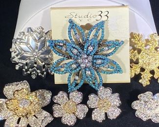 S005 Floral Snowflake Brooches And More