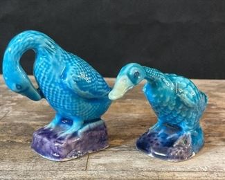 S036 Chinese Turquoise Blue Porcelain Geese