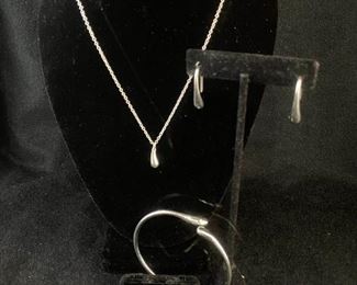 Sterling 925 Unique Water Drop 3 Piece Jewelry Set