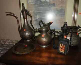 Metal urns and carafes from Mideast