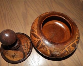 wooden bowl with lid