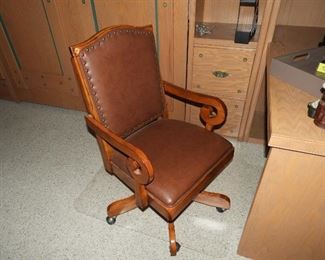 Leather and wood office chair