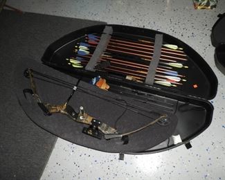 Darton Elite RH compound bow with arrows and accessories in hard shell case