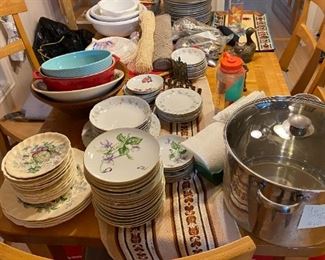 China ware $2 each piece or take each set for $20 assorted bowls $1 each, 4 gallon pot like new $10