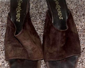 YSL Yves Saint Laurent Brown Velvet Mule Sandal Size 7.5 M