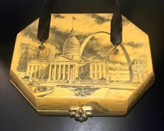Vintage Painted Wooden Handbag