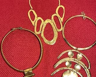 3 Gold Colored Choker Necklaces