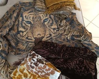 Assortment Of Animal, Snake, And Sateen Scarfs