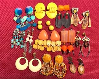 Costume Jewelry Assorted Pierced Colored Earrings Monet, Chicos, Etc
