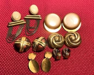 Costume Jewelry Bronze Colored Clipon Earrings