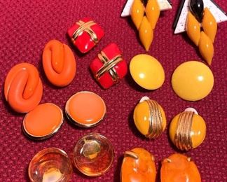 Costume Jewelry Yellow Orange Clipon Earrings Liz Claiborne , Givenchy