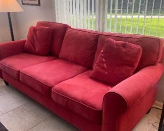 Red fabric sofa