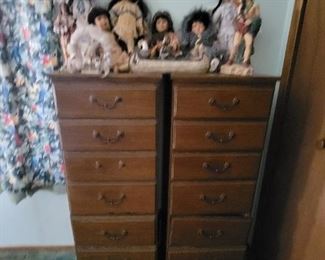 Porcelain  Indian Dolls & 2 Tall 7 Drawers Wood Dressers