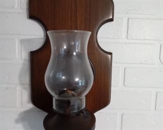 2 Wood Oil Lamp Sconces 