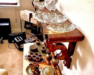 Crystal, tea sets and collector plates