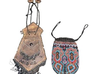 1920's Beaded Leather Flapper Purses
